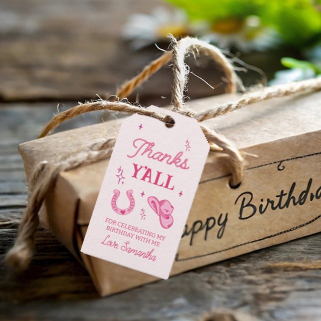 Étiquettes-cadeau Rodéo de bottes de cowgirl roses (Créateur téléchargé)