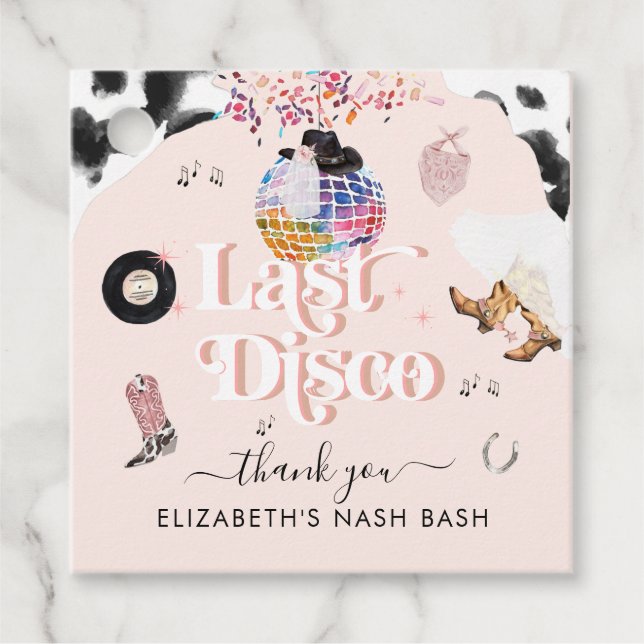 Étiquettes Cadeau Rodéo de Cowgirl Disco | Remerciements pour l'ente (Devant)