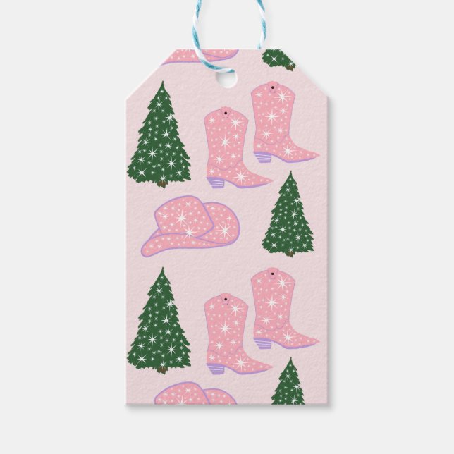 Étiquettes-cadeau Rodéo Rodéo Rodéo Casquette Arbre de Noël (Devant)