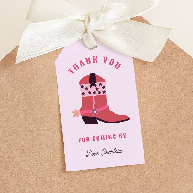 Étiquettes-cadeau Rodéo Rodéo Rodéo Western Anniversaire (pink girls rodeo western birthday party gift tags featuring a cowboy boot)
