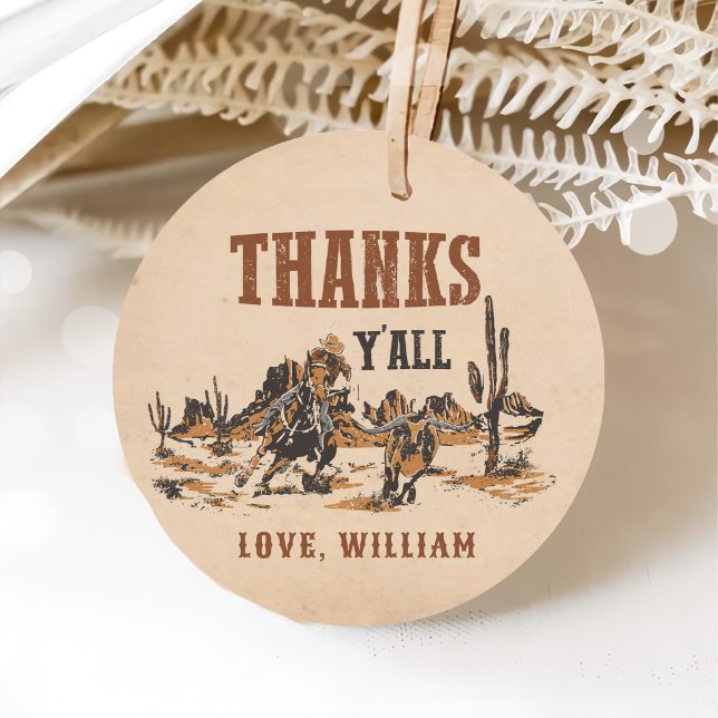 Étiquettes Cadeau Rodeo Western Cowboy 1ère fête d'anniversaire (Créateur téléchargé)