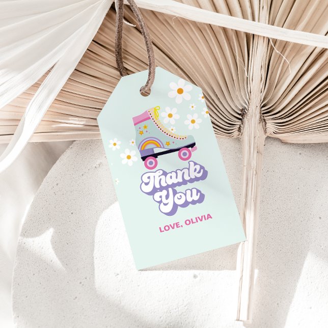 Étiquettes-cadeau Roller skate Retro Rainbow Anniversaire (Créateur téléchargé)