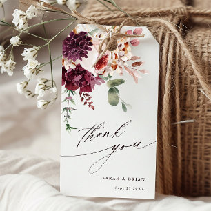 Étiquettes-cadeau Romance d'Automne Élégant Floral Aquarelle Merci