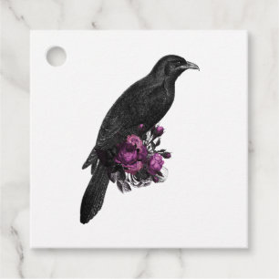 Étiquettes Cadeau Romance gothique floral corbeau