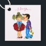 Étiquettes Cadeau Romantic Couple Favor Tags with I Love You Text<br><div class="desc">Cute Romantic Couple - Love - I Love You - Kiss Boy and Girl - Fun Painting - Choose / Add Your Unique Text / Name / Color - Make Your Special Gift - Resize and move or remove / add elements - image / text with customization tool. Painting and...</div>