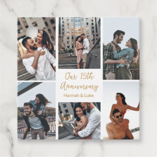Étiquettes Cadeau Romantic Couple Photo Collage Anniversaire Fête