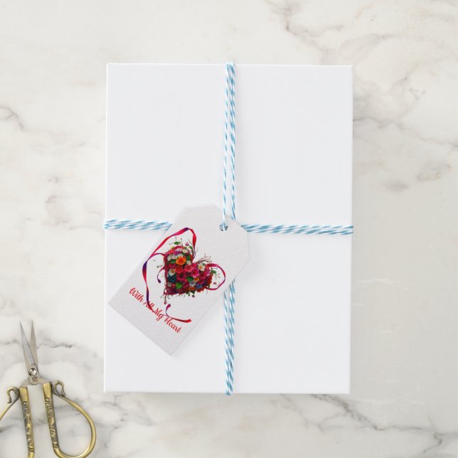 Étiquettes-cadeau Romantic Floral Heart (Avec de laficelle)