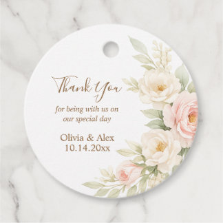 Étiquettes Cadeau Romantic Floral Wedding Favor Tag Dusty Blush Peon