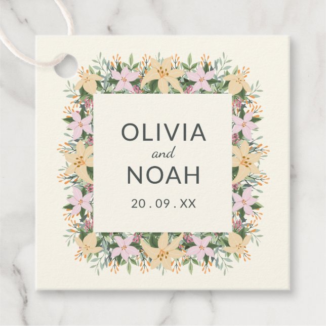 Étiquettes Cadeau Romantic floral wreath wedding (Devant)