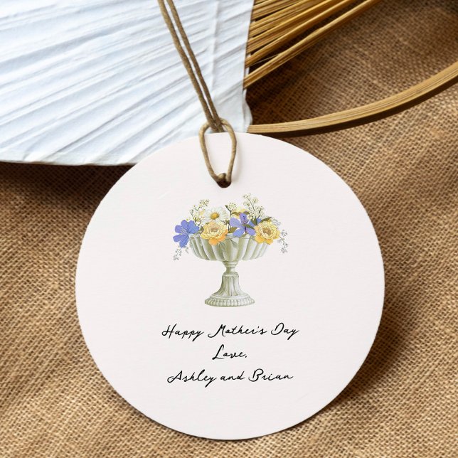 Étiquettes Cadeau Romantic Tuscan Garden Flower Urn Mother's Day (Créateur téléchargé)