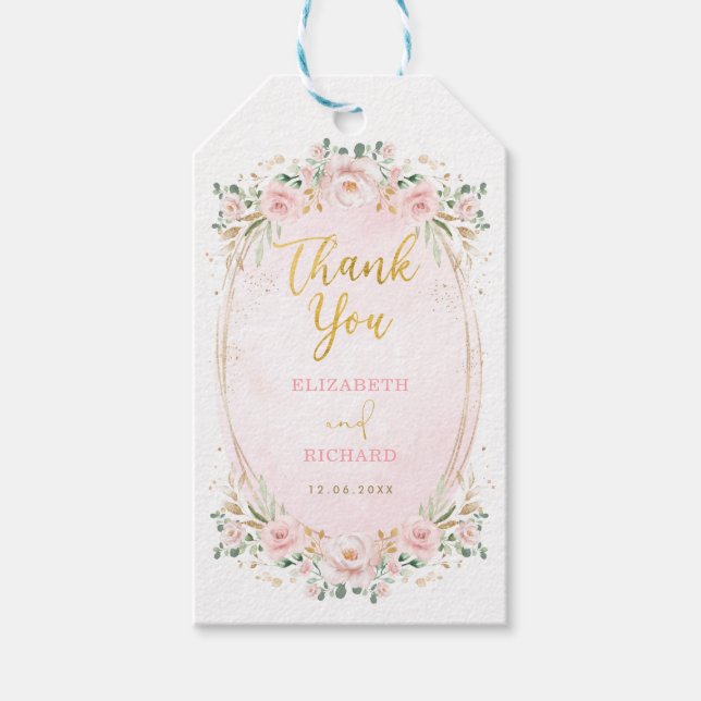 Étiquettes-cadeau Romantica Rose Blush Gold Floral Wedding Faveurs (Devant)