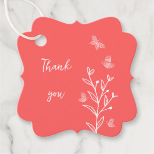 Étiquettes Cadeau Romantique élégant corail rose mariage floral