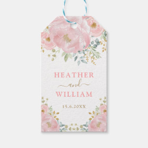 Étiquettes-cadeau Romantique Floraison Pastel Rose Pâle Aquarelle Fl