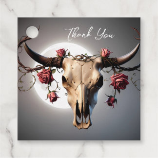 Étiquettes Cadeau Romantique Mediaval Floral Vache Mariage crâne