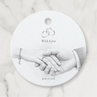 Étiquettes Cadeau Romantique Minimaliste Main dans la Main