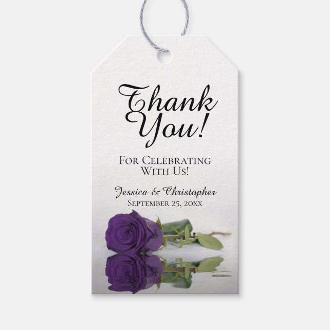Étiquettes-cadeau Romantique Royal violet Rose Mariage Merci (Devant)