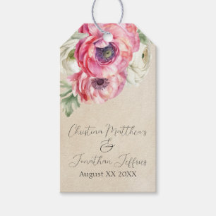 Étiquettes-cadeau Romantique Rustique rose & blanc Ranunculus