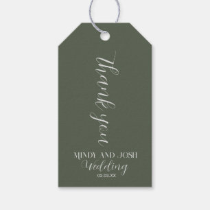 Étiquettes-cadeau Romantique Script Vert Sage Merci Mariage