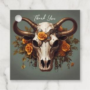 Étiquettes Cadeau Romantique Steampunk Floral Vache Mariage crâne