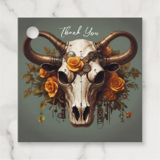 Étiquettes Cadeau Romantique Steampunk Floral Vache Mariage crâne