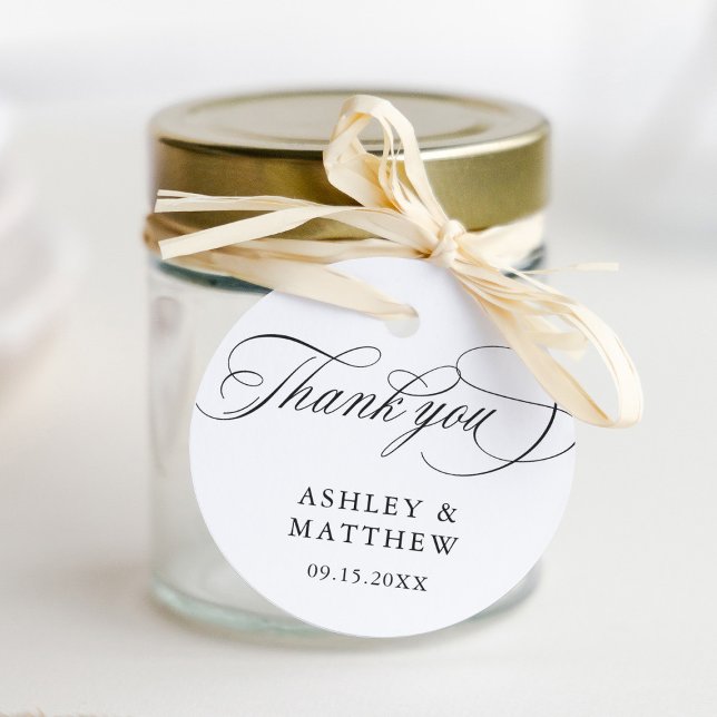 Étiquettes Cadeau Romantique Tourbillonnant Calligraphie Mariage Mer (Créateur téléchargé)