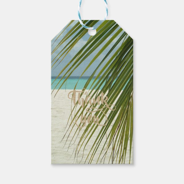 Étiquettes-cadeau Romantique Tropical Beach Palm Feuilles (Devant)