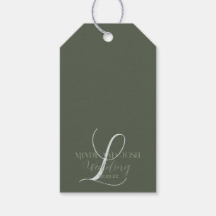 Étiquettes-cadeau Romantique Vert Sage Initial Wedding
