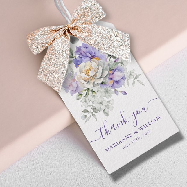 Étiquettes-cadeau Romantique violet Iris mariage floral Favoriser (Romantic Purple Iris Floral Wedding Favor Gift Tags)