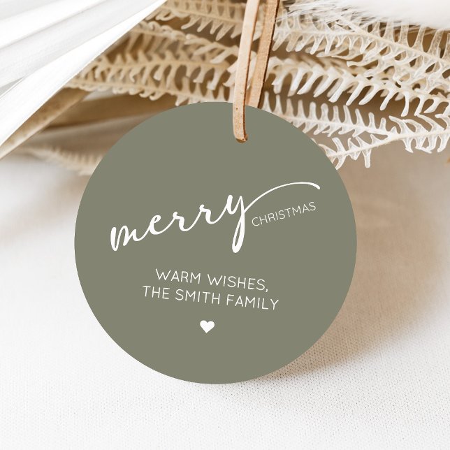 Étiquettes Cadeau Rond de Noël Moderne (Modern Merry Christmas Holiday Favor Tags)