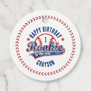 Étiquettes Cadeau Rookie de baseball de l'année 1er fête d'anniversa