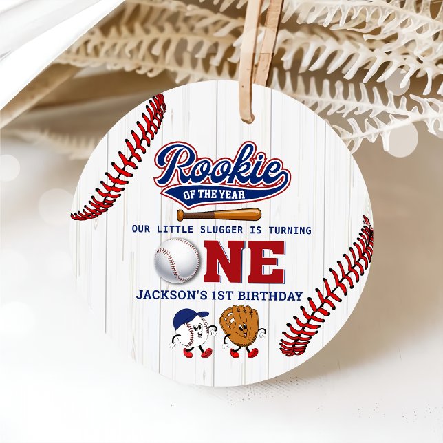 Étiquettes Cadeau Rookie de l'année 1er Anniversaire Baseball (Créateur téléchargé)