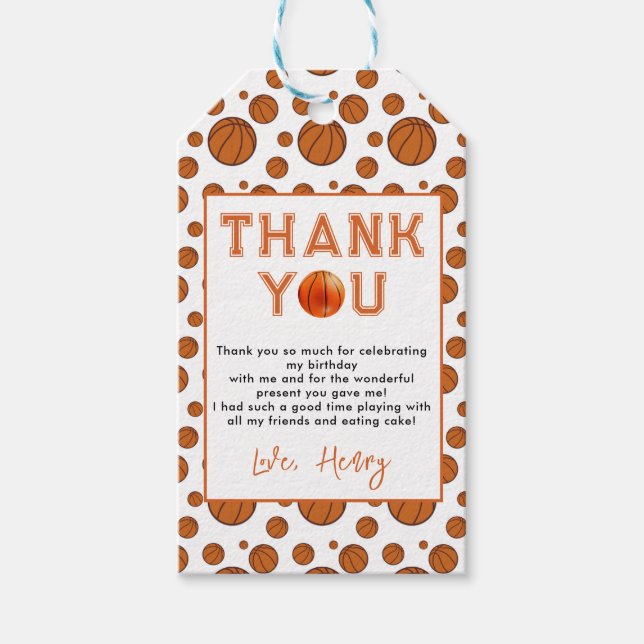 Étiquettes-cadeau Rookie de l'année 1er anniversaire de basket-ball (Devant)