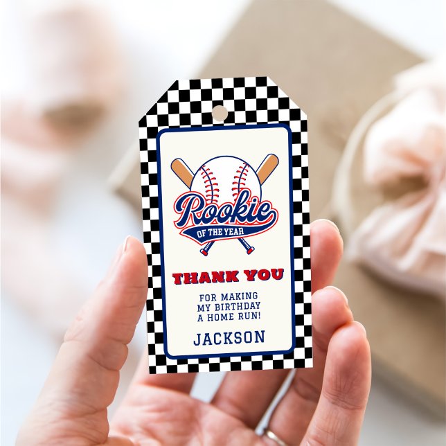Étiquettes-cadeau Rookie De L'Année Baseball Custom Anniversaire Fêt (Créateur téléchargé)