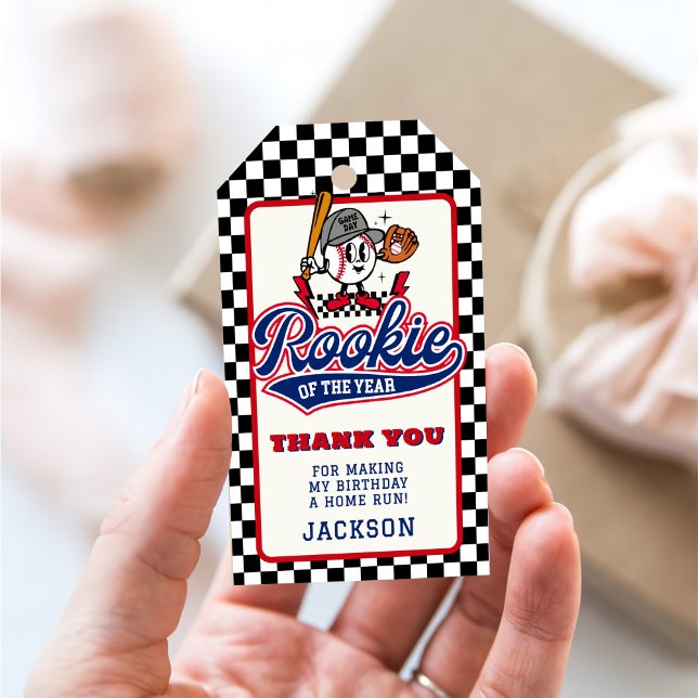 Étiquettes-cadeau Rookie De L'Année Baseball Custom Anniversaire Fêt (Créateur téléchargé)