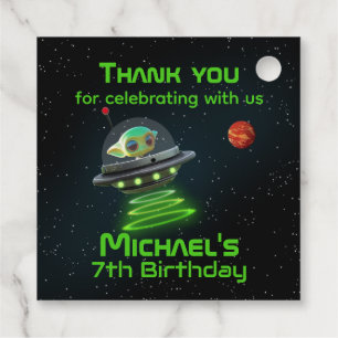 Étiquettes Cadeau Roquette avec photo Anniversaire Astronaut Alien