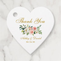 Rose Blanc Floral Or Mariage Merci Coeur