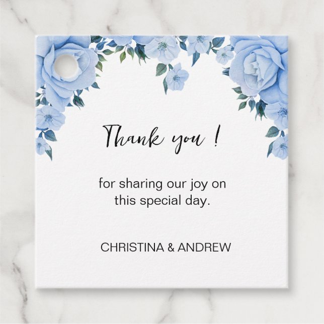 Étiquettes Cadeau Rose bleu (Devant)