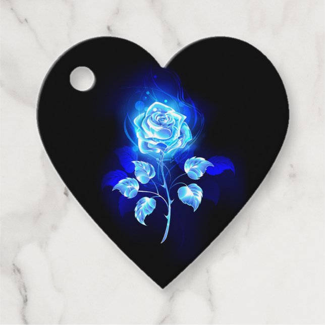 Étiquettes Cadeau Rose bleue brûlante (Devant)