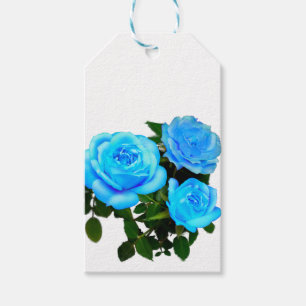 Étiquettes-cadeau Rose bleue fleurs bleues