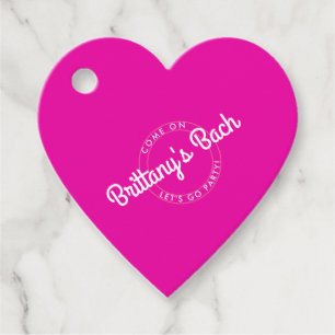 Étiquettes Cadeau Rose Chaude Rétro Poupée Allons à la Fête !