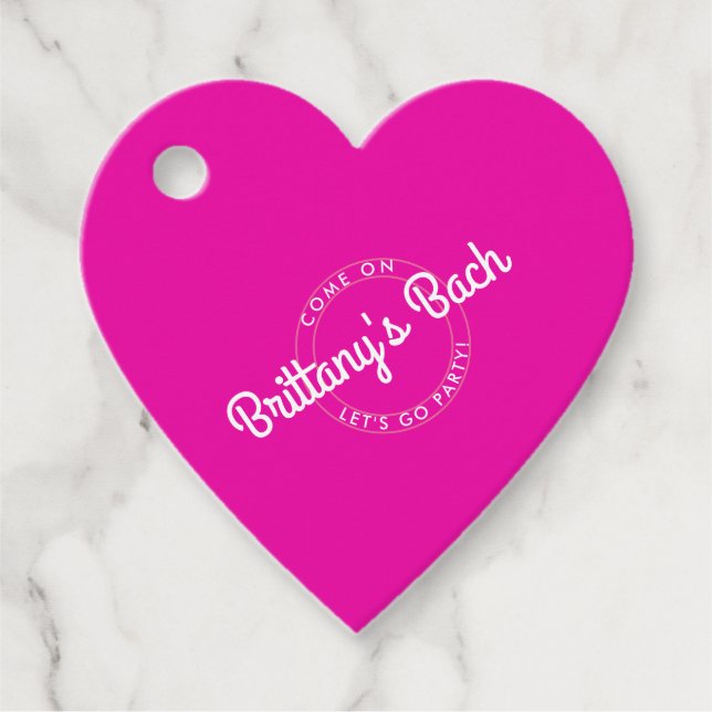 Étiquettes Cadeau Rose Chaude Rétro Poupée Allons Fêter ! (Devant)