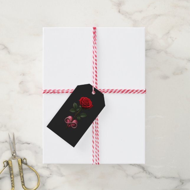 Étiquettes-cadeau Rose d'Amour Infini (Avec de la ficelle)
