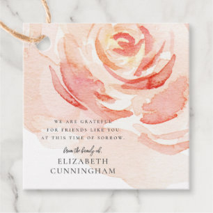 Étiquettes Cadeau Rose d'aquarelle Memorial Flower Élégant chic