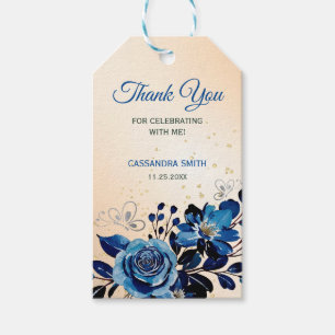 Étiquettes-cadeau Rose de la Marine Papillon Parties scintillant or