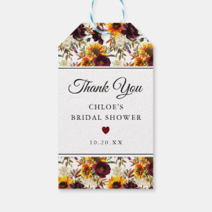 Étiquettes-cadeau Rose de tournesol d'automne Merci Fête des mariées