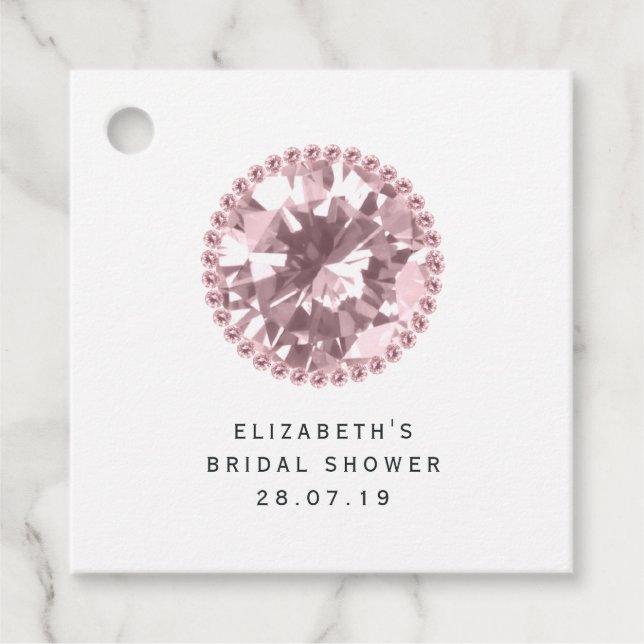 Étiquettes Cadeau Rose Diamant et Dentelle (Devant)