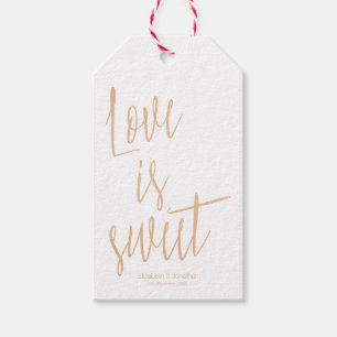 Étiquettes-cadeau Rose d'or moderne "L'amour est doux" Mariage Favor