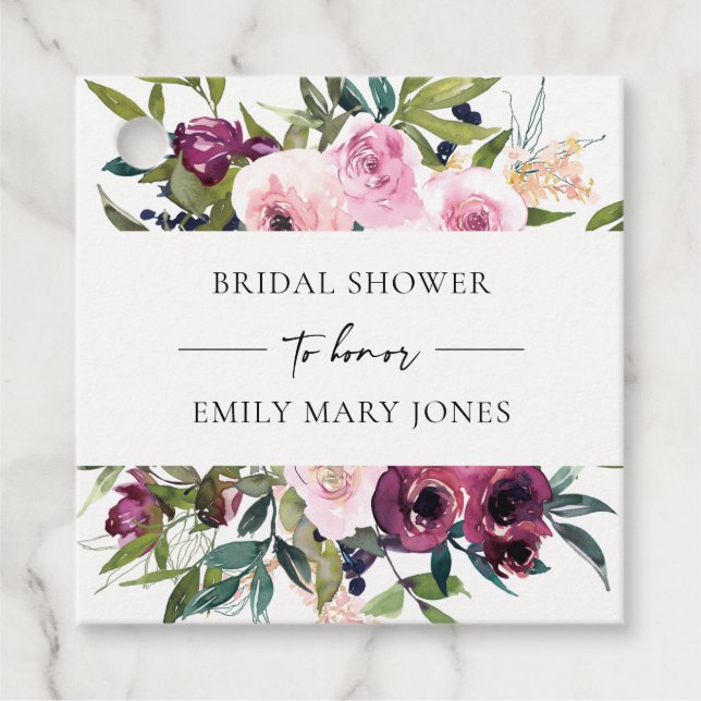 ÉTIQUETTES CADEAU ROSE ÉCLATANT BOURGUIGNON FLEURAILLE BOUQUET MARIA (Devant)