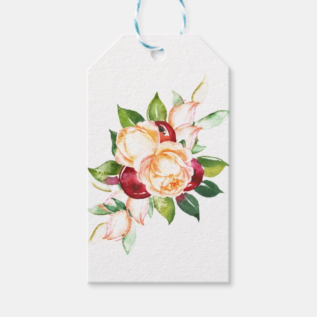 Étiquettes-cadeau Rose et Berry Mariage de tiges d'aquarelle (Devant)