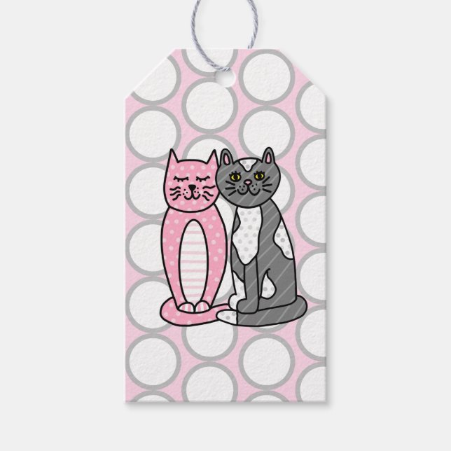 Étiquettes-cadeau Rose et gris Cute Cute Kitty Chats à et de (Devant)